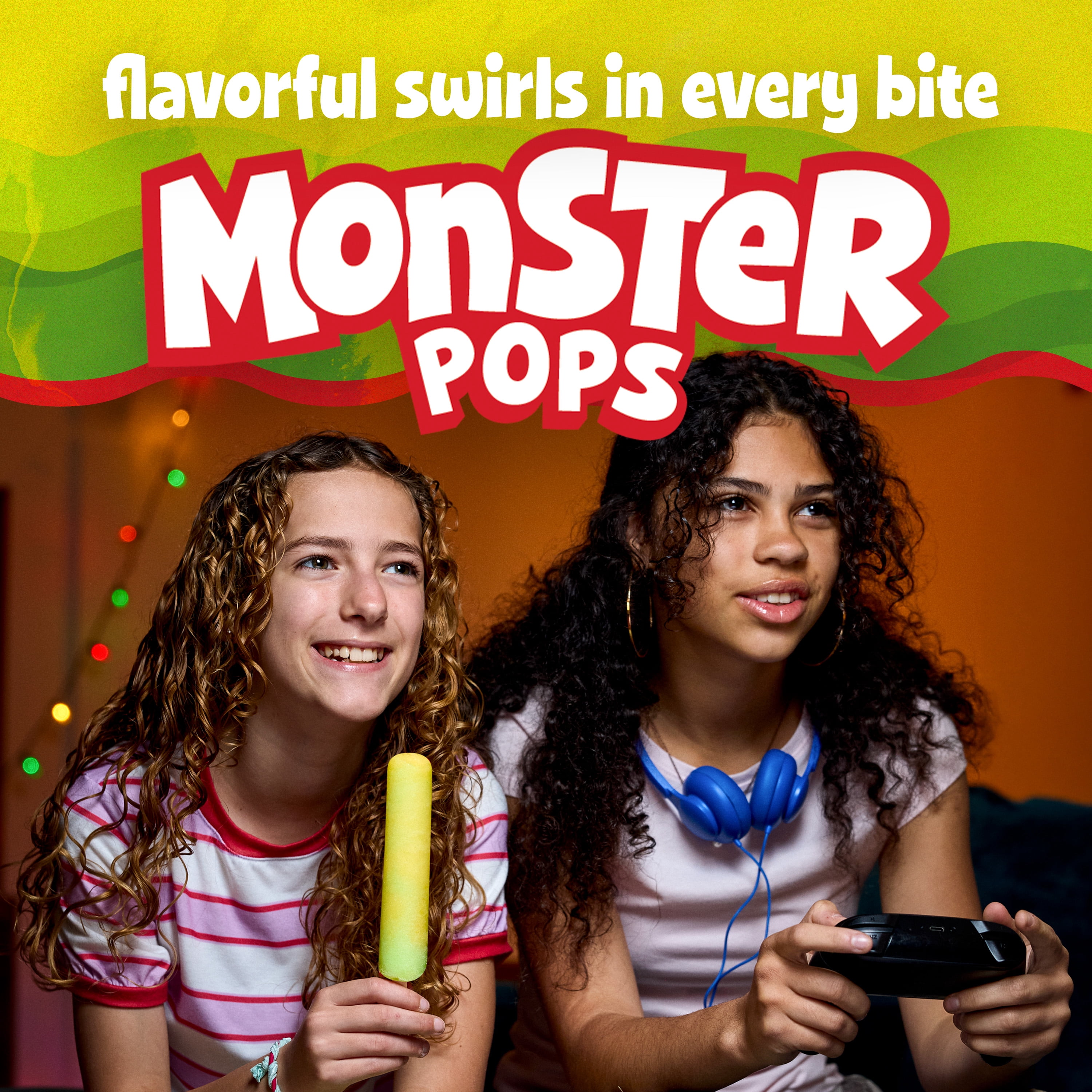 Budget Saver Monster Pops, Lemon Lime, 12 Count, Frozen Popsicles with Natural Colors
