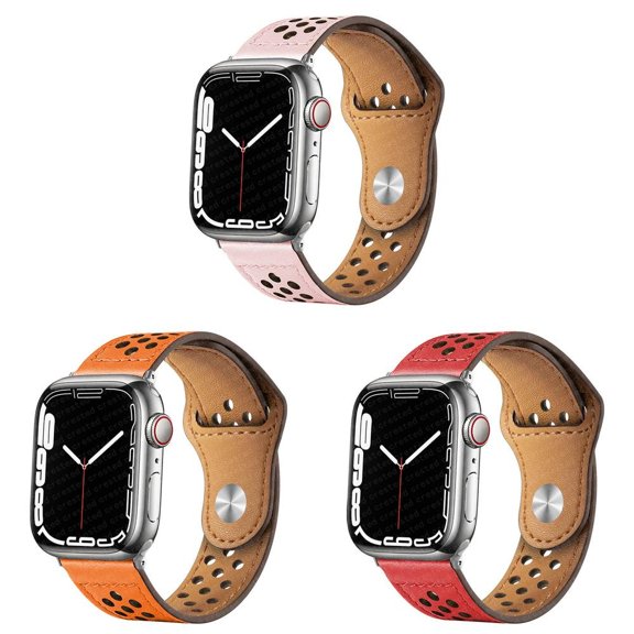 LEIXIUER 3Pack UP Soft Leather Bands Compatible with Apple watch iWatch Bands 45mm 41mm Ultra 49mm 38mm 40mm 44mm 42mm Thin Breathable Leather Wristbands for iWatch Series 9 8 7 SE 6 5 4 3 2 1