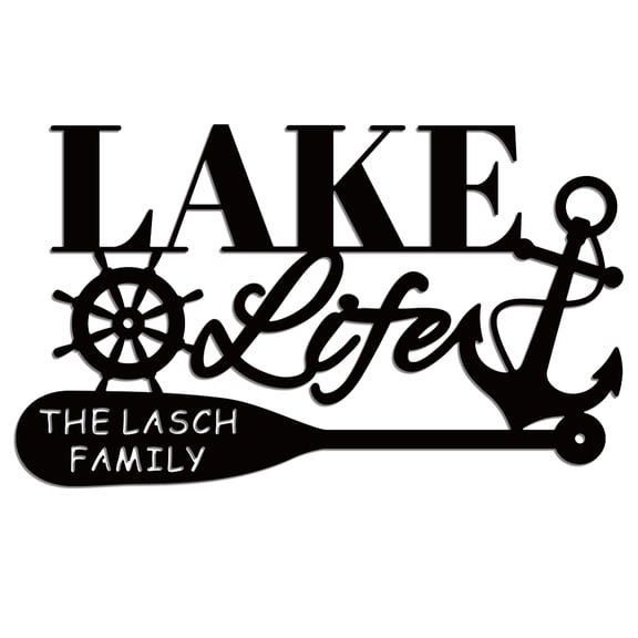 Metal Lake Life with Anchor Wall Art Decor Lake House Cabin Metal Wall Art Hanging Decor Signs Life is Better Accent Wall Sculpture Statues for Home