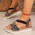thumbnail image 4 of HomeDM Women's Wedge Sandals Espadrilles Platform Open Toe Ankle Strap Comfort Wedges Heels Summer Beach Shoes, Black Size 5.5, 4 of 9