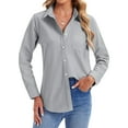 thumbnail image 5 of Vividaire Womens Button Down Shirts Oxford Cotton Long Sleeve Collared Work Office Blouses Tops, 5 of 7