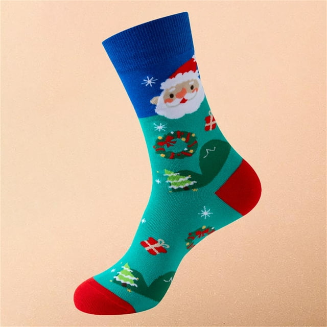 Green Stockings Adult Novelty Christmas Socks Festive Santa and Bells Design Multi Pack for Holiday