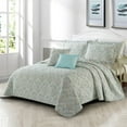 thumbnail image 3 of Home Soft Things 5 Piece Printed Microfiber Quilt Set - Visionary Damask Blue - 90" x 90", 3 of 6