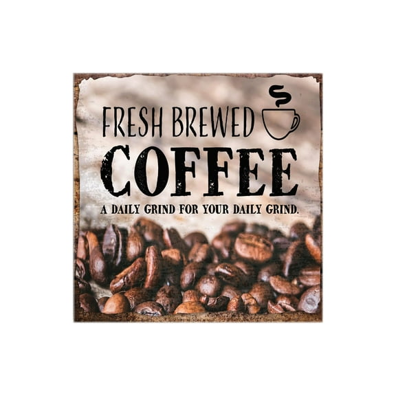 Brewed Coffee Daily Grind Mocha Beans 12 x 12 Wood Wall Sign Plaque