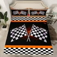 thumbnail image 2 of Erosebridal Racing Flag Sheet Set Full, Checkered Bedding Sets Full Size, Neon Geometry Decor 4-Piece, 2 of 7