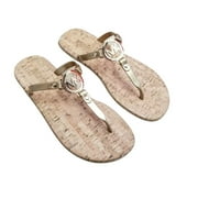 Michael Kors MK Charm Jelly Gold Thong Women's Sandals Size 11