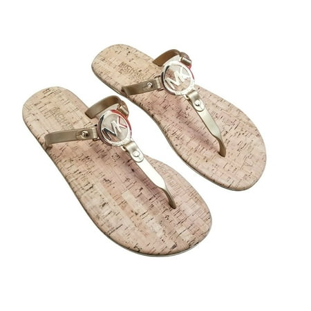 Michael Kors MK Charm Jelly Gold Thong Women's Sandals Size 11