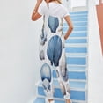 thumbnail image 3 of Blue Seashell Coral Print Womens Casual Baggy with Pockets Trousers Casual Jumpsuit Sleeveless Suspender Overalls Romper, 3 of 8