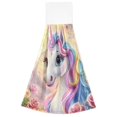 thumbnail image 7 of Haosy 2 Pack Kitchen Wash Cloths with Hanging Loops Absorbent Absorbent Quick Drying Hand Towels, Colorful Cute Unicorn and Flower, 7 of 7