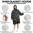 thumbnail image 5 of Wearable Oversized Blanket,Colorful Games Symbol Black Pattern Wearable Blanket Hoodie for Adults,Cozy Hooded Blankets with Super Pockets,Super Warm Fuzzy Pullover for Women & Men, 5 of 6