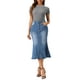 thumbnail image 2 of Falda de mezclilla con cola de pez Inspire Chic para mujer, falda midi de jean ajustada, L azul claro, 2 of 6