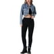 thumbnail image 2 of CHAQUETA DE JEAN DE MANGA LARGA CROP DENIM PARA MUJERES CON BOLSILLOS CARGO LAVADA 2XL GRIS AZUL, 2 of 5
