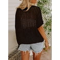 thumbnail image 3 of Womens Summer Scoop Neck Short Sleeve Sweater Casual Crochet Hollow Out Knit Tops Pullover Shirts Beach Coverup, 3 of 6