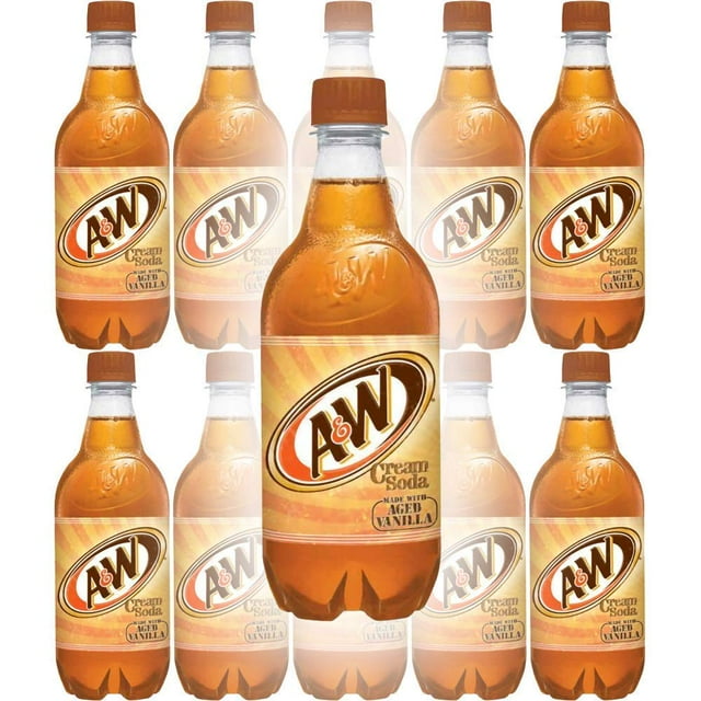 A&W Cream Soda, Made With Aged Vanilla, 20 Fl Oz Bottles, (Pack of 12