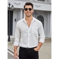 thumbnail image 5 of Mens Casual Button Down Shirt White Long Sleeve Texture Shirts Lightweight Wrinkle Free Solid Shirt, 5 of 8
