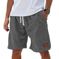 thumbnail image 3 of Nestiefly Cotton Linen Shorts Men Elastic Waist Knee Length Beach Shorts Lightweight Big and Tall Casual Short with Pockets Gray L, 3 of 9