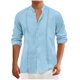 thumbnail image 1 of Blusa y camisa de manga larga con cuello alto para hombre, estilo casual, a la moda, con cuello en V y mangas, transpirable, de poliéster., 1 of 5