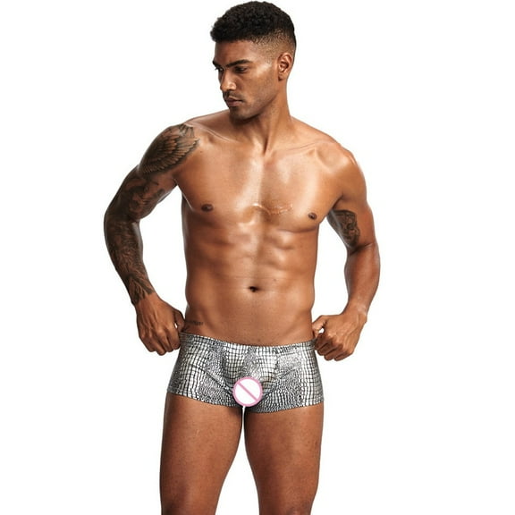 Aayomet Mens Boxer Briefs Men's Tagless Briefs Covered Waistband Cotton Underwear,Silver M
