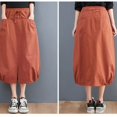 thumbnail image 6 of Lovskoo Women's Cotton Lantern Skirt Spring and Summer Dress with Pocket Loose Fit Elastic Waist Skirt Casual Midi Skirt Orange, 6 of 9