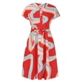thumbnail image 4 of VISgogo Vestido de verano para mujer, manga corta, cuello en V, estampado a la moda, cierre de botón, vestido con cinturón VISgogo moda, 4 of 9
