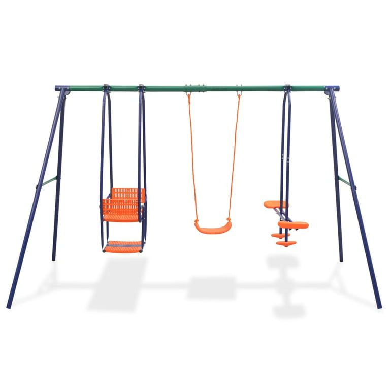 Qhomic 4 in 1 Swing Set, Heavy Duty A-Frame Swing Frame, Weight Capacity 440 lbs Adjustable Outdoor Playground with Swing Seat, Bird's Nest Swing Seat