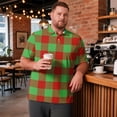 thumbnail image 2 of Domzest Men's Big and Tall Polo Shirts Short Sleeve Moisture Wicking Plus Size T Shirts Quick Dry Collared Plaid Golf Shirt Green 7XL, 2 of 6