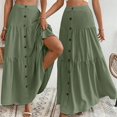 thumbnail image 6 of Women's Maxi Pleated Skirt High Waisted A Line Long Skirts Button Down Business Casual Outfits for Holiday, 6 of 6
