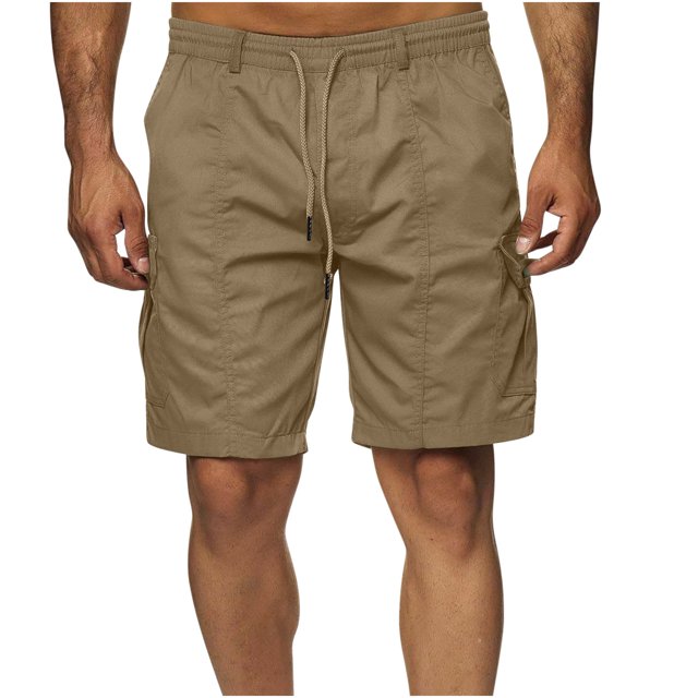 Men's Athletic Shorts, Workout Gym Shorts with Elastic Drawstring Waist, Stretch Casual Shorts for Running and Lounge, Solid Color Men's Shorts with Pockets