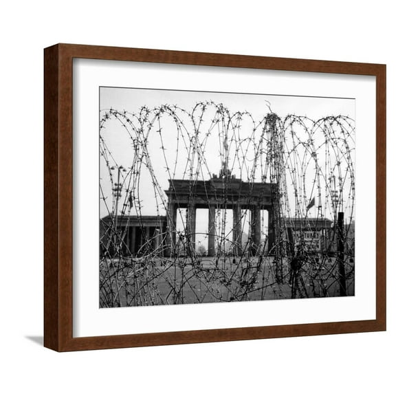 Art.com Berlin's Brandenburg Gate Photo, Brown Frame Wall Art, 21" x 17"