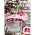 thumbnail image 4 of Outdoor Tablecloth with Umbrella Hole and Zipper, Light Pink Valentines Day Round Table Cloth 60 Inch Waterproof Tablecloth, Love Hearts Romantic Farmhouse Picnic Table Cover for Patio Camping, 4 of 7