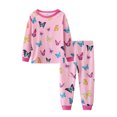 thumbnail image 3 of Children and girls butterfly print long sleeve round neck 2 pajamas set, 3 of 5