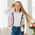 thumbnail image 4 of POLERO Girls Graphic Zip Up Hoodies Sweatshirt with Pockets Kids Hooded Coat Casual Outerwear Cartoon Cats Pink Print 11-13 Years, 4 of 7