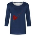 thumbnail image 4 of TaTaai Fashion Women's Round Neck 3/4 Sleeve Top, Heart Printed Loose Blouse, Soft Lightweight Fabric for Daily Home Casual Occasions Gift, 4 of 4