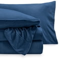 thumbnail image 2 of Bare Home Fleece Sheet Set, Warm Plush Polar Fleece, Pill Resistant, Twin, Dark Blue, 2 of 6