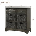 thumbnail image 7 of Rustic Storage Cabinet with Two Drawers and Four Classic Rattan Basket, Storage Chest with Acacia Wood Frame for Living Room Kitchen Entryway Dining Room, Light Gray, 7 of 7