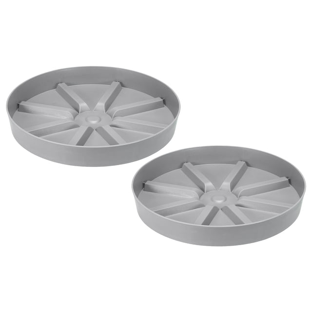 Uxcell 6 Inch Plant Saucers Tray, Durable Plastic Round Flower Pot Drip Tray, White 2Pcs, Grey 11.8 Inch