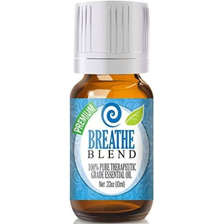Breathe Blend 100% Pure, Best Therapeutic Grade Essential Oil - 10ml - Breathe Easy / Easier - Peppermint, Rosemary, Lemon, Eucalyptus