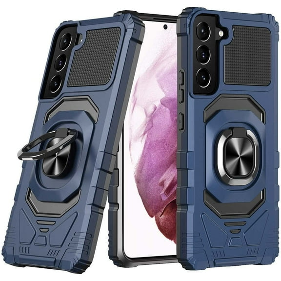 Robotic Series Hybrid Case with Ring Grip for Samsung Galaxy S23 Plus - Navy Blue