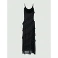 thumbnail image 6 of Women’s Black Chiffon Maxi Dress – Sexy Backless V-Neck Spaghetti Strap Ruffle Bodycon Evening Party Outfit, 6 of 6