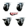thumbnail image 2 of 3 Inch Soft Rubber Wheel Swivel Top Plate Caster Set with 2 Posi Brakes SCC, 2 of 2