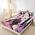 thumbnail image 4 of Homewish Black Pink Dress Full Size Sheets for Girl, Modern Fashion Artwork Bed Sheets, Chic Stripes Lines Sheet Sets, Luxury Bedroom Decor, 4 Pieces, 4 of 7