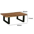 thumbnail image 5 of 45 Inch Acacia Wood Rectangular Coffee Table Live Edge Details Black Powder Coated Metal Sled Base Natural Brown -, 5 of 7