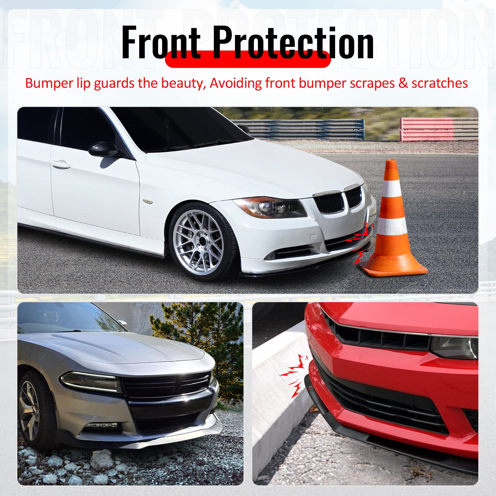 Ikon Motorsports 3PCS Front Lower Bumper Lip Air Dam Chin Spoiler Splitter For 2026 Tesla Model Y Juniper Premium IKON Style Gloss Black ABS Plastic