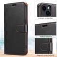 thumbnail image 2 of (Negro) Funda de cuero magnética para iPhone 14 ProMax, funda de TPU a prueba de golpes, funda tipo billetera de cuero PU, ranura para tarjetas, cierre magnético, 2 of 4