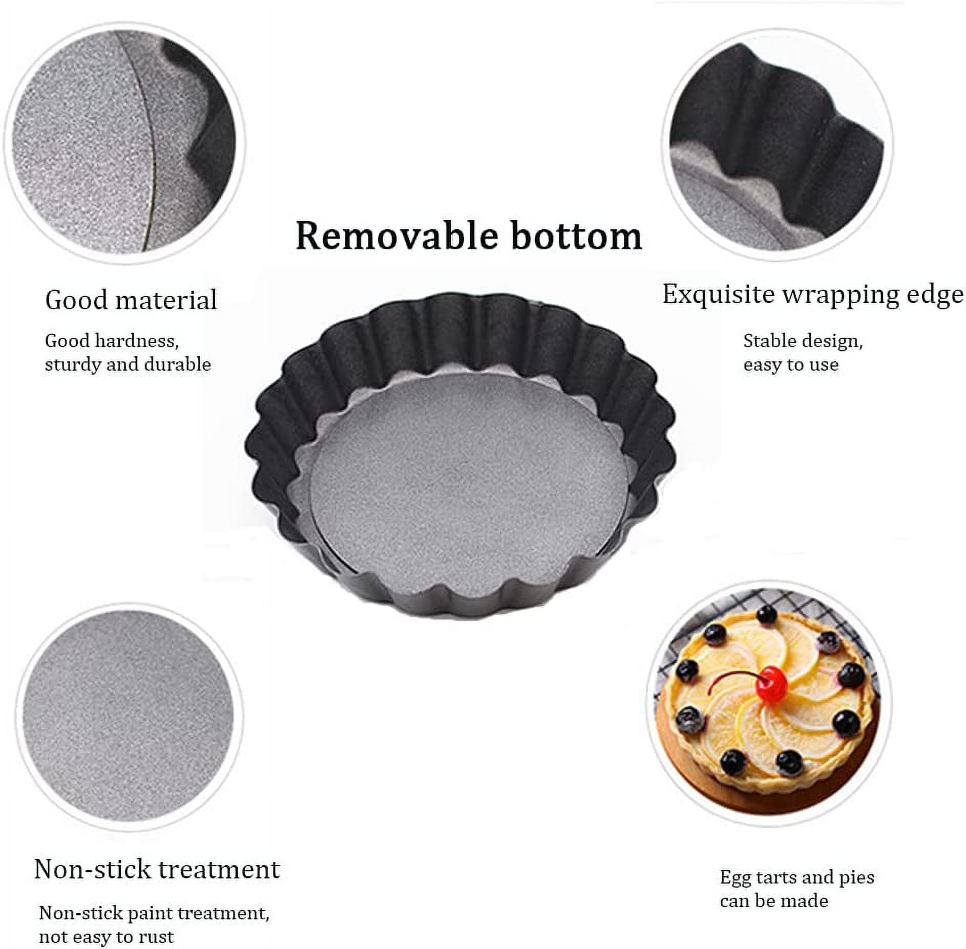 9 Inch Tart Pan with Removable Bottom, Round Quiche Pan Non-Stick Baking Mold for Fruit Pie Tart Quiche Cake (Black)