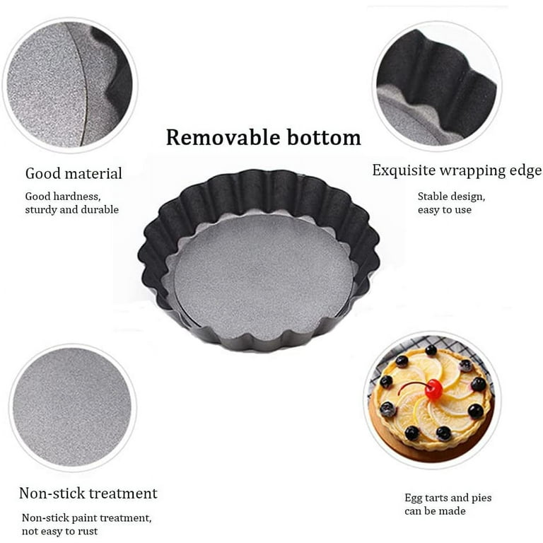 9 Inch Tart Pan with Removable Bottom Round Quiche Pan Non Stick Baking Mold for Fruit Pie Tart Quiche Cake Black