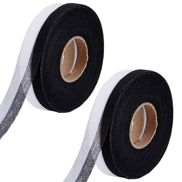 218,72 yardas (4 rollos) de cinta para dobladillos, cinta termoadhesiva para acolchado, doble costura de 10 mm, cintas termoadhesivas transparentes sin costuras, 2 colores