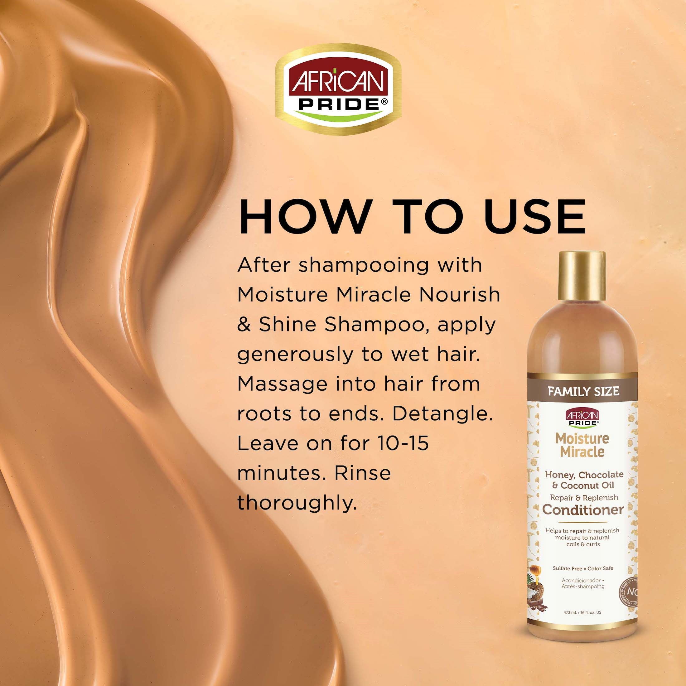 African Pride Moisture Miracle Shine Enhancing Repair and Replenish Daily Conditioner, 16 fl oz