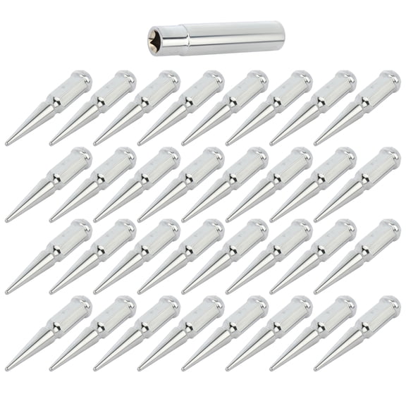 cciyu Set of 32 Chrome Spline Wheel lug Nuts  1 Key 9/16-18 Closed End 4.5 Inch Tall 1/2 Drive Hex Size for Dodge for Ford 1988-2013