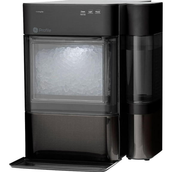 Restored GE Profile Opal 2.0 Chewable Nugget Ice Maker   Side Tank, Black Stainless Countertop Icemaker, 38lbs Daily Ice Production (Refurbished)